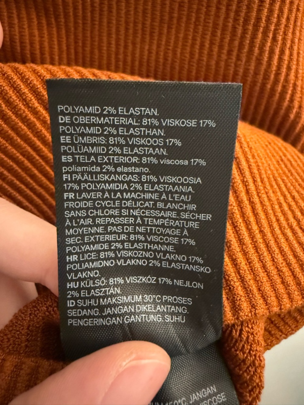 H&M Ribbed Square-Cut Tank Top - Rust - Picture 4 of 6